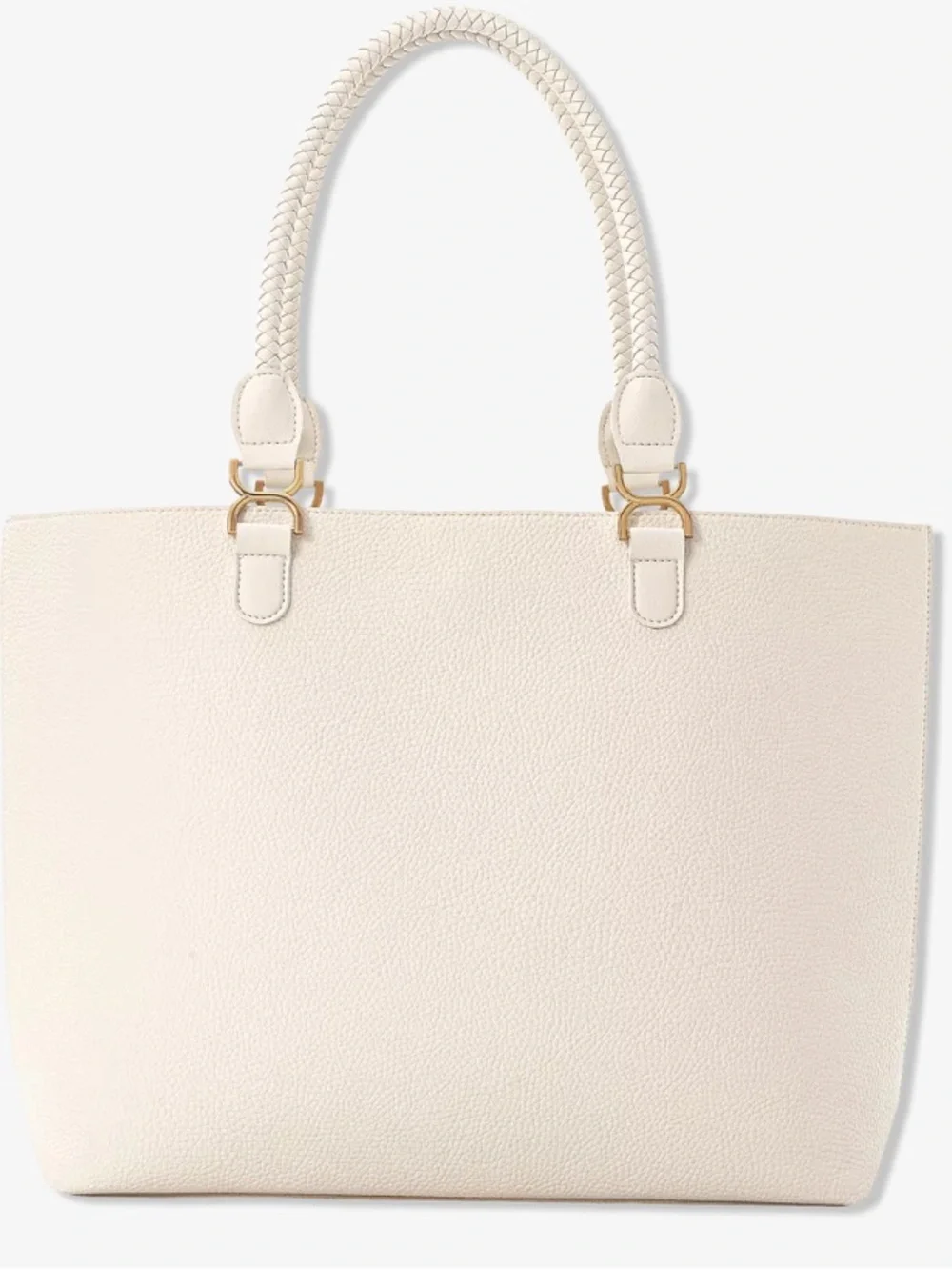 Cream Gold Buckle Large Tote, NWT